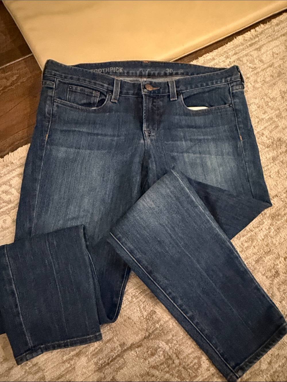 Dark Wash Straight Leg Jeans - Blue